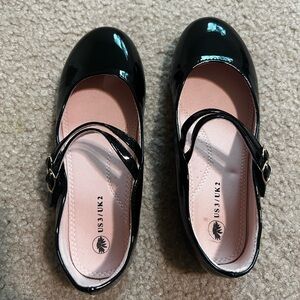 Girls size 3 black, Velcro dress shoes.